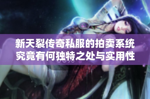 新天裂传奇私服的拍卖系统究竟有何独特之处与实用性解析