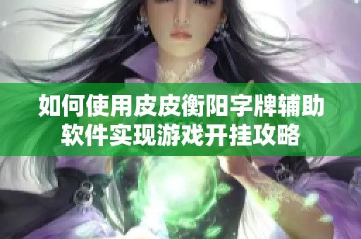 如何使用皮皮衡阳字牌辅助软件实现游戏开挂攻略