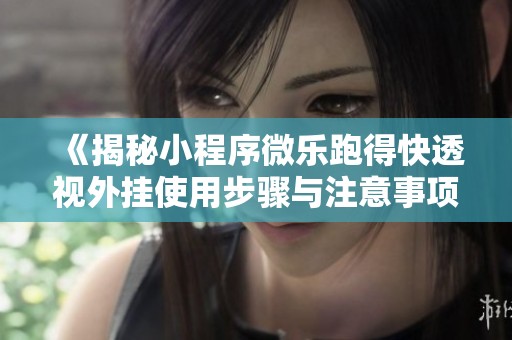 《揭秘小程序微乐跑得快透视外挂使用步骤与注意事项》