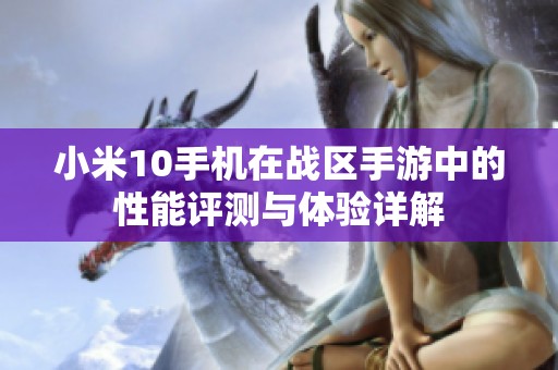 小米10手机在战区手游中的性能评测与体验详解