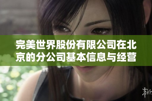 完美世界股份有限公司在北京的分公司基本信息与经营状况分析