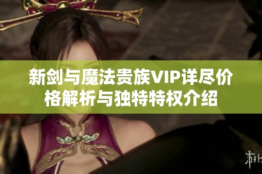 新剑与魔法贵族VIP详尽价格解析与独特特权介绍