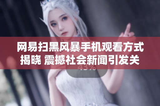 网易扫黑风暴手机观看方式揭晓 震撼社会新闻引发关注