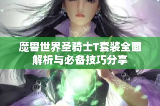 魔兽世界圣骑士T套装全面解析与必备技巧分享