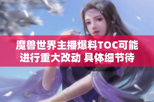 魔兽世界主播爆料TOC可能进行重大改动 具体细节待确认