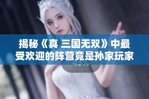 揭秘《真 三国无双》中最受欢迎的阵营竟是孙家玩家热爱原因解析