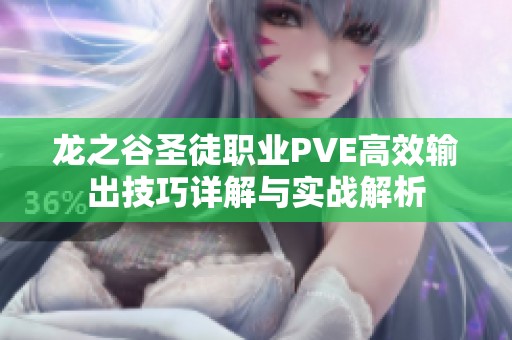 龙之谷圣徒职业PVE高效输出技巧详解与实战解析